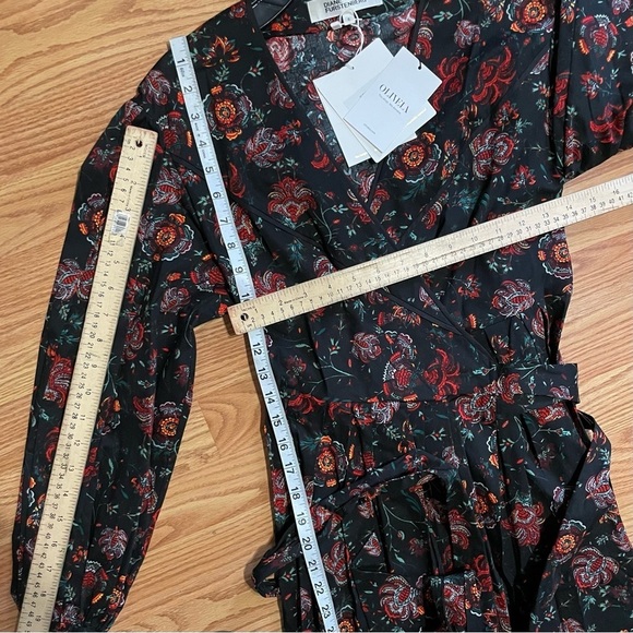 Diane Von Furstenberg Barbe Puffed Sleeves Mini Wrap Dress Punk Flower S… - Picture 14 of 16